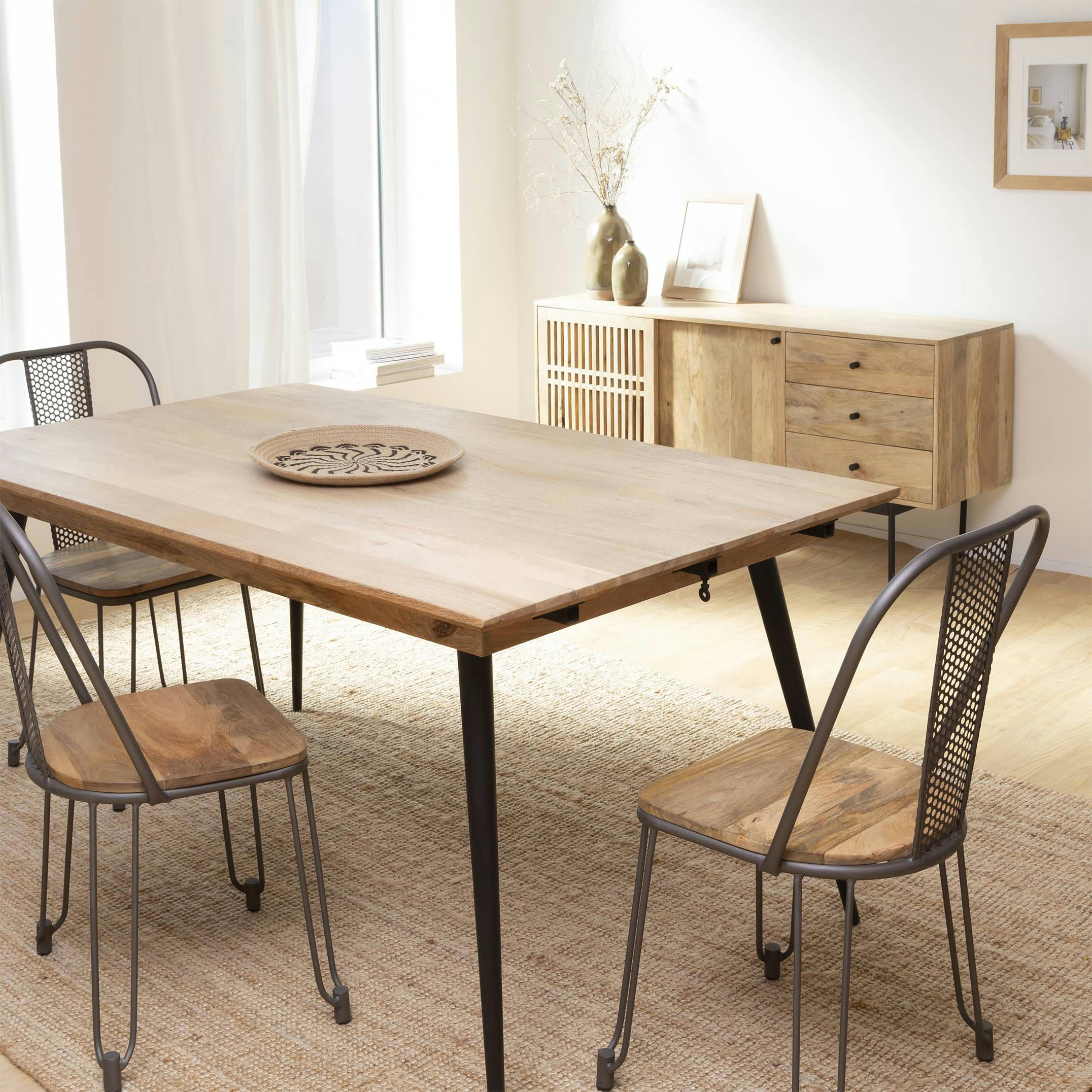 PIA - Table à manger en bois noir 160 cm