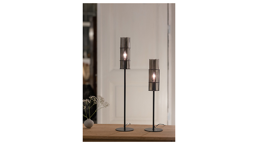 Lampa stołowa Torcia 50 cm metalowa srebrna