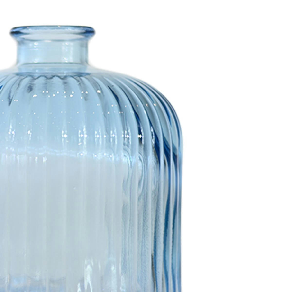 KOKILLE - Vase en verre recyclé strié  Ciel 18 cm