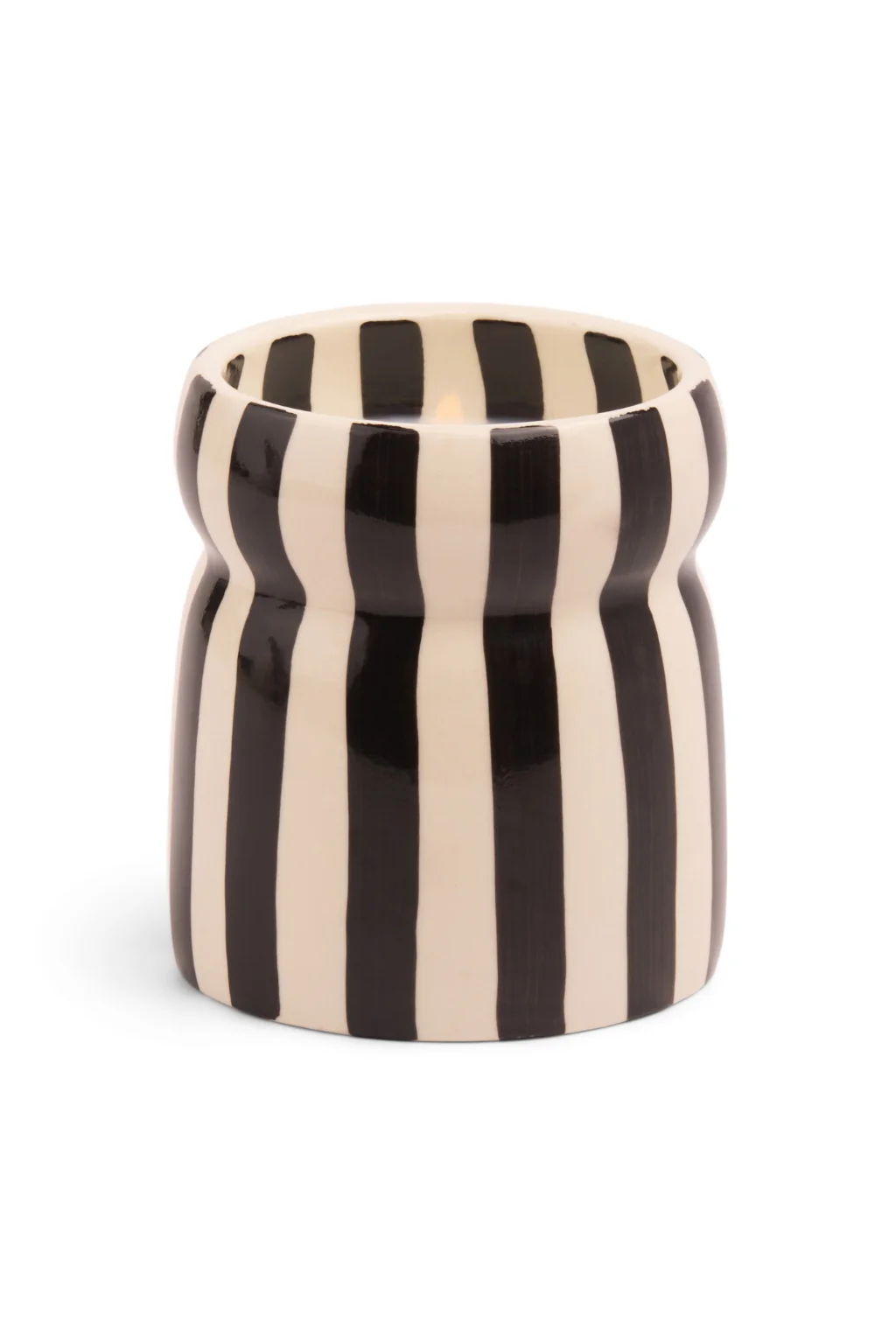 Cabana 6.5oz/184g Black Stripped Ceramic Candle - Lava Stone