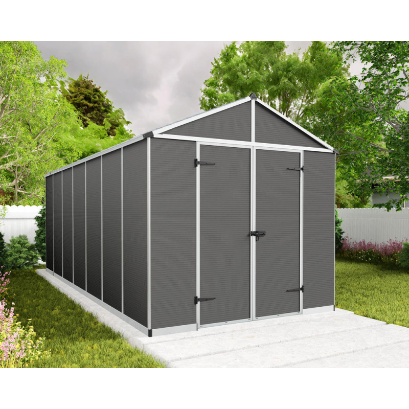 Abri de jardin en résine Rubicon gris 2,37 x 5,28 x 2,35 m CANOPIA