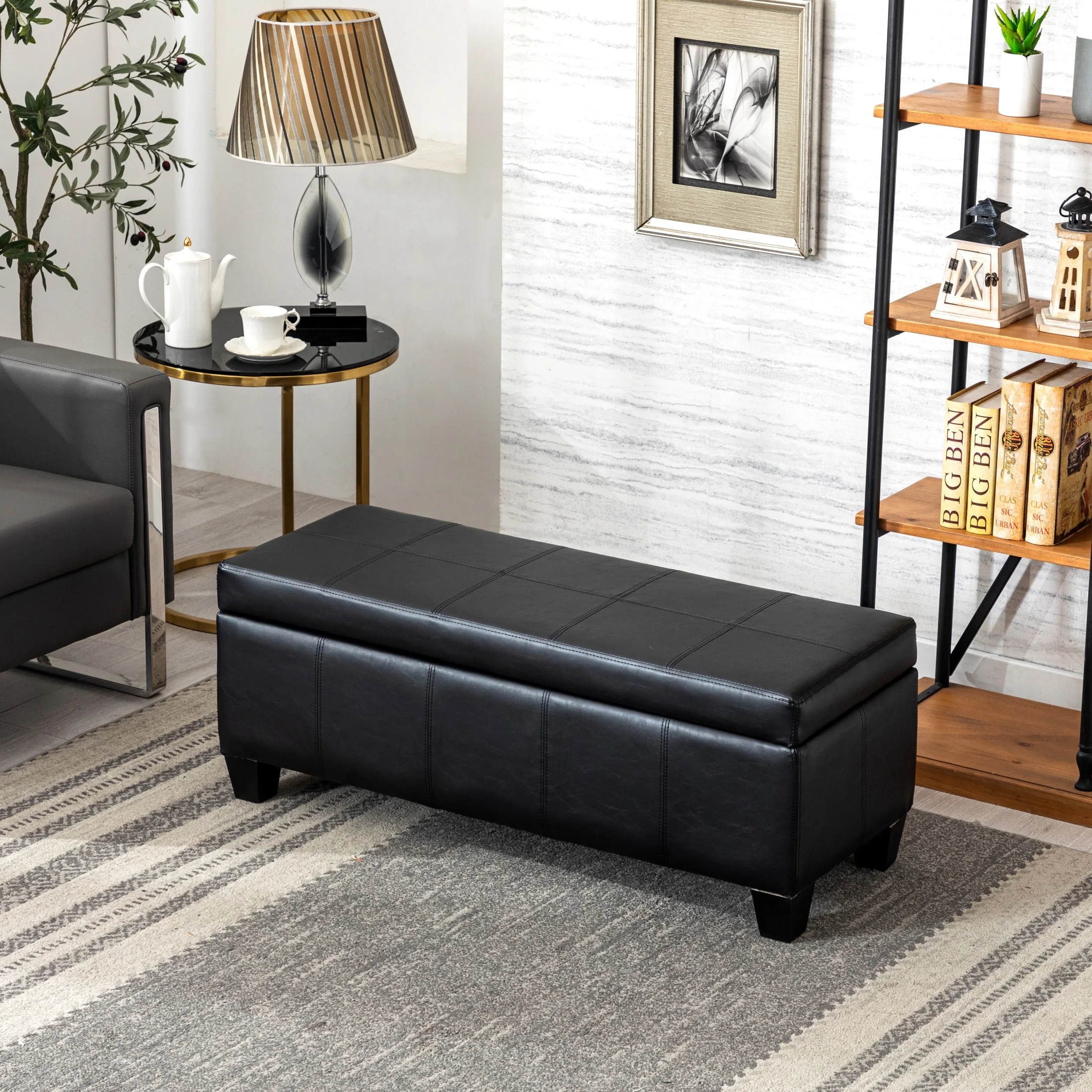 York Upholstered Quilted Stitched Flip-Top Storage Bench