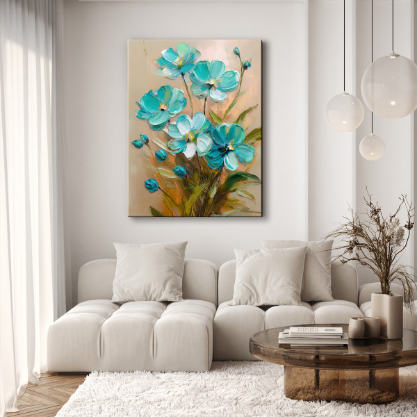 Feeby Obraz na płótnie, Kwiaty Turkusowe Natura 40x60
