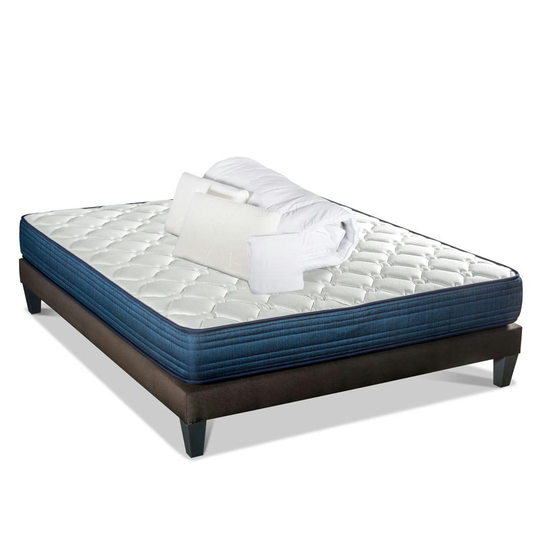 QUINCONCES - Ensemble  140x190  Matelas + Sommier + Accessoires