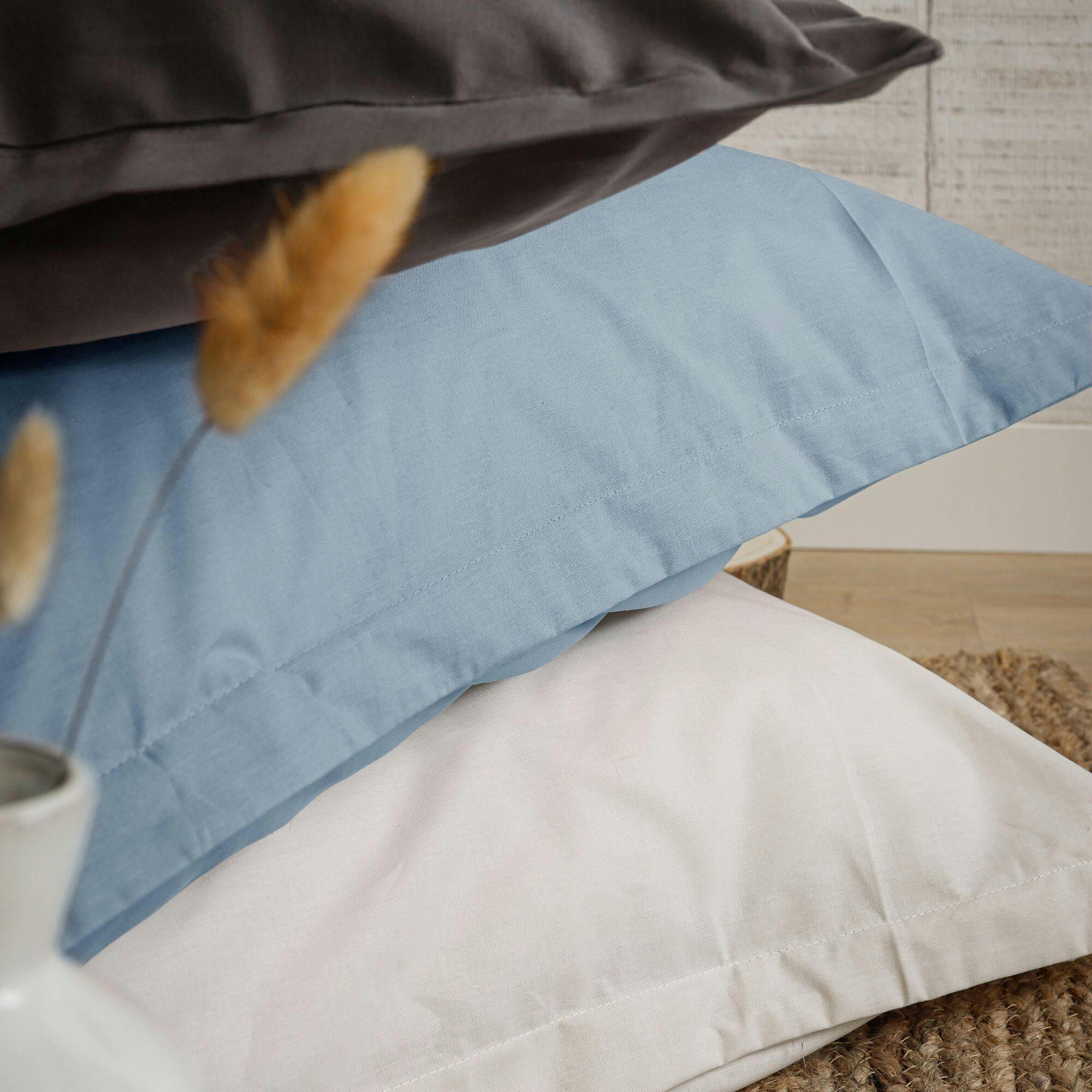 FIL & SENS - Housse de couette en coton Bio bleu céladon 260 x 240 cm