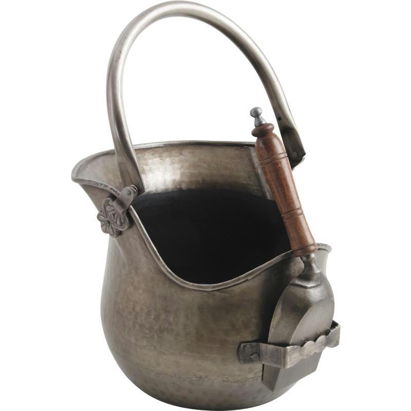 - Seau à  cendres avec pelle en étain antique