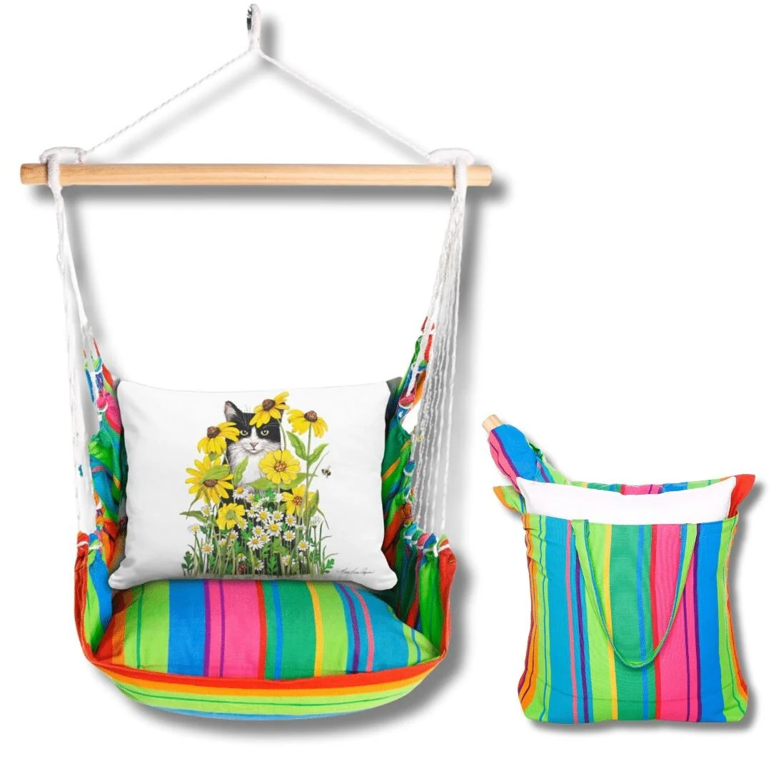 Magnolia Casual Swing Set 4 piece - Le Jardin Nouveau w/ Cat with Daisies