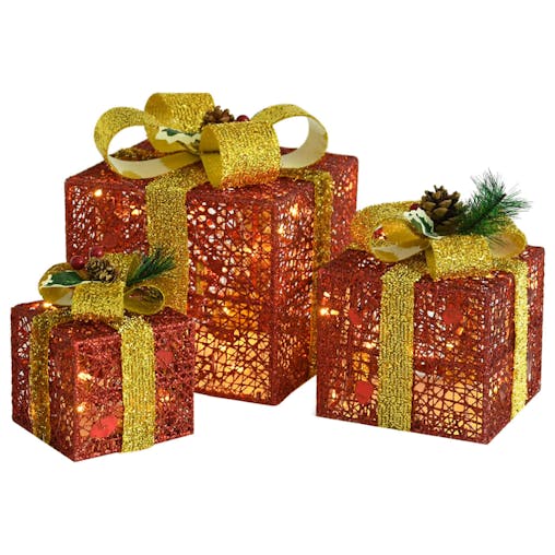 NNEVL Decorative Christmas Gift Boxes 3 pcs Red Outdoor Indoor
