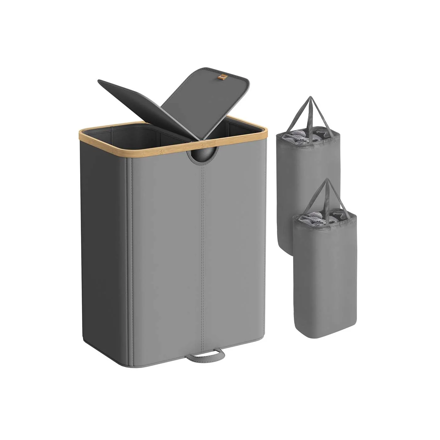 Panier à linge à deux compartiments avec couvercle