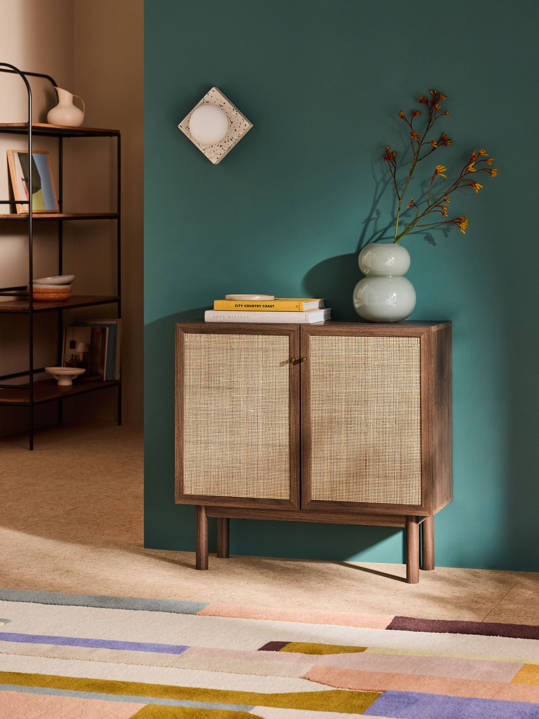 Pavia Rattan Small Sideboard in Dark Oak Effect