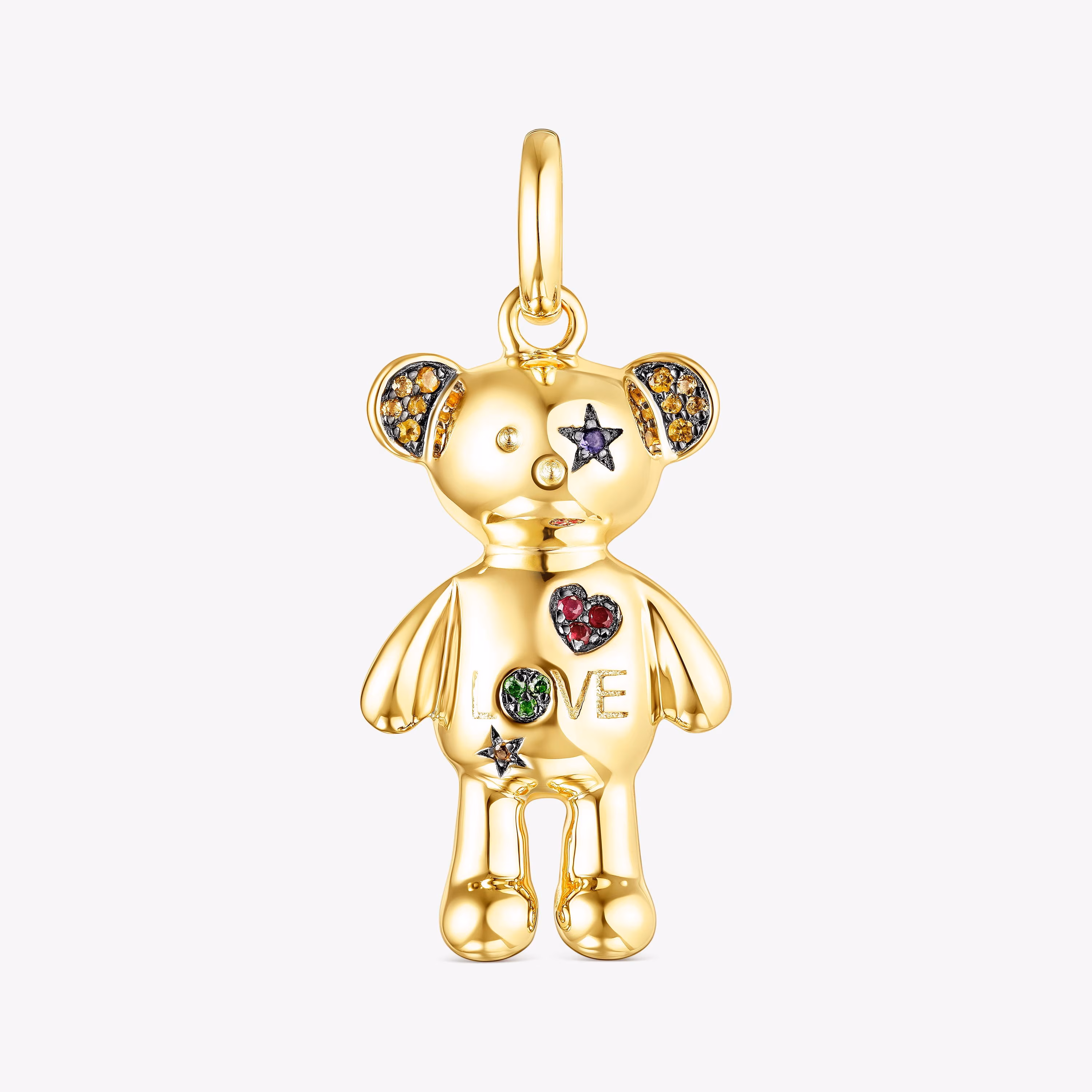 Colgante con baño de oro 18 kt sobre plata y gemas Teddy Bear Stars