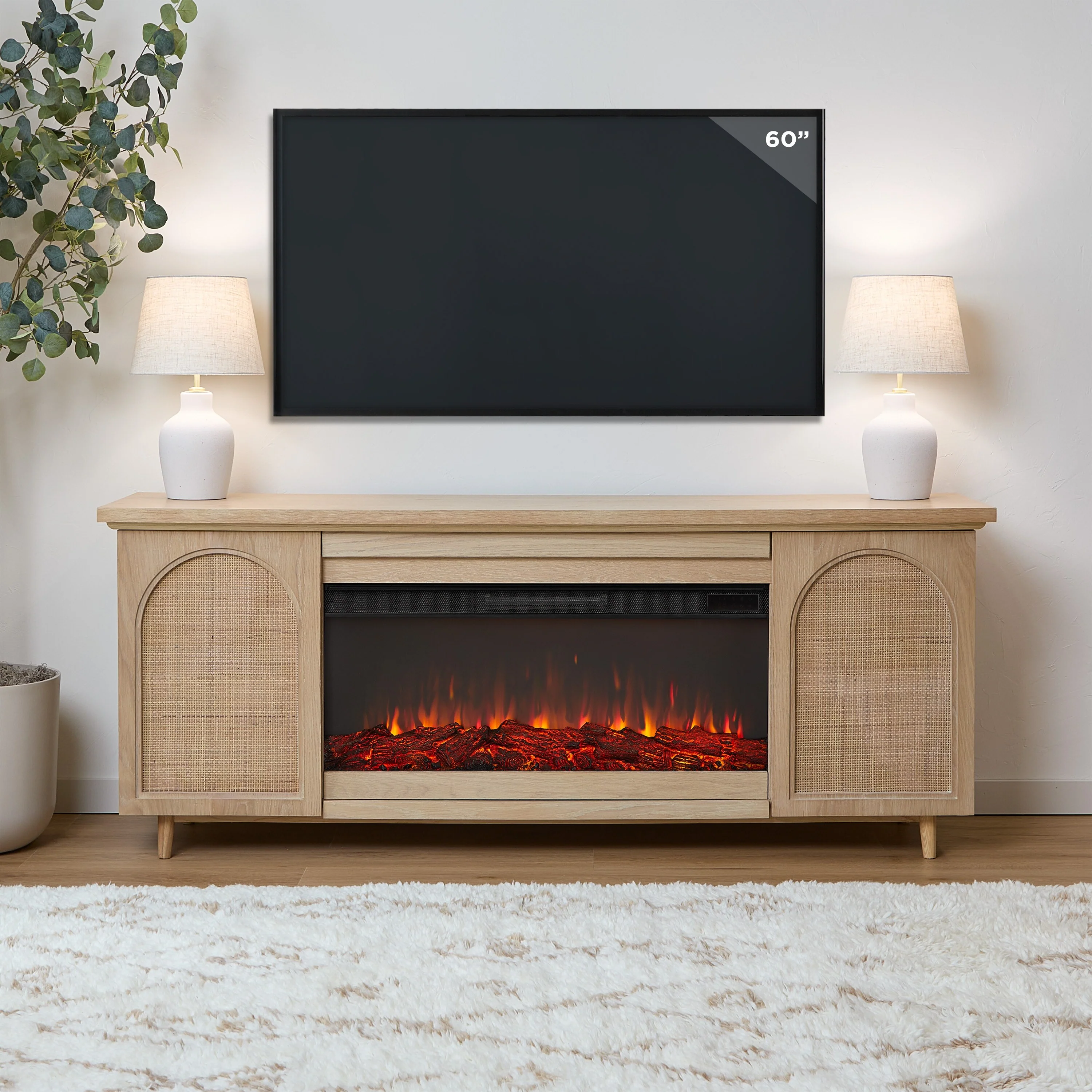 Dahlia Landscape Electric Fireplace in White Oak by Real Flame