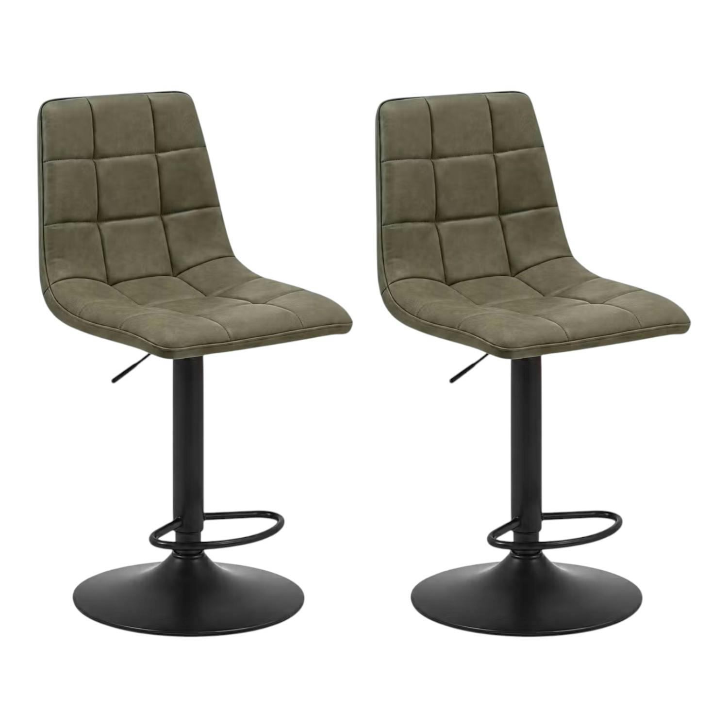 Tabouret de bar réglable vert motif damier (lot de 2) LORA