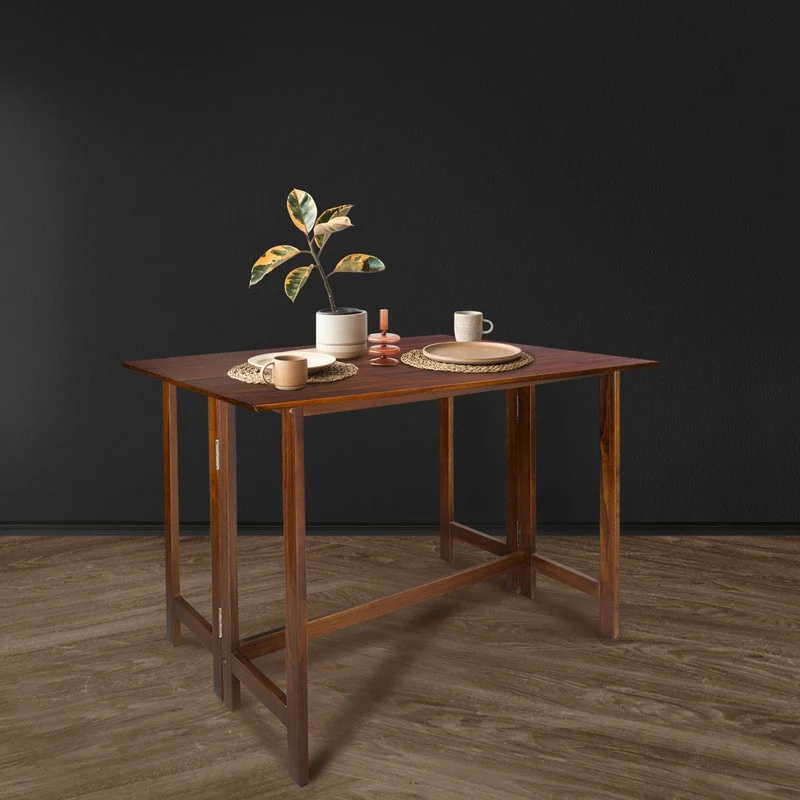 Solid Wood Flip-Top Folding Console to Dining Convertible Table - 40W x 28D x 30H