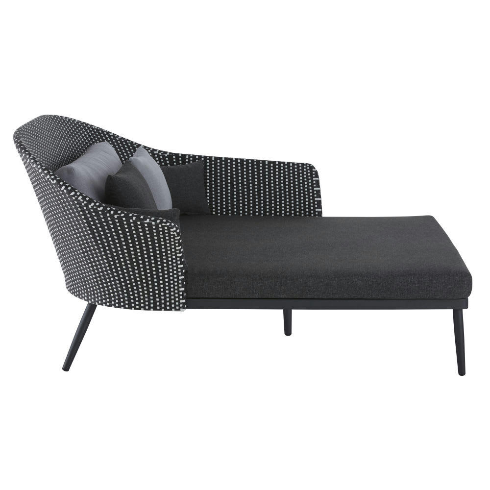 Lubi Business - Bain de soleil double professionnel en résine tressée blanche et noire