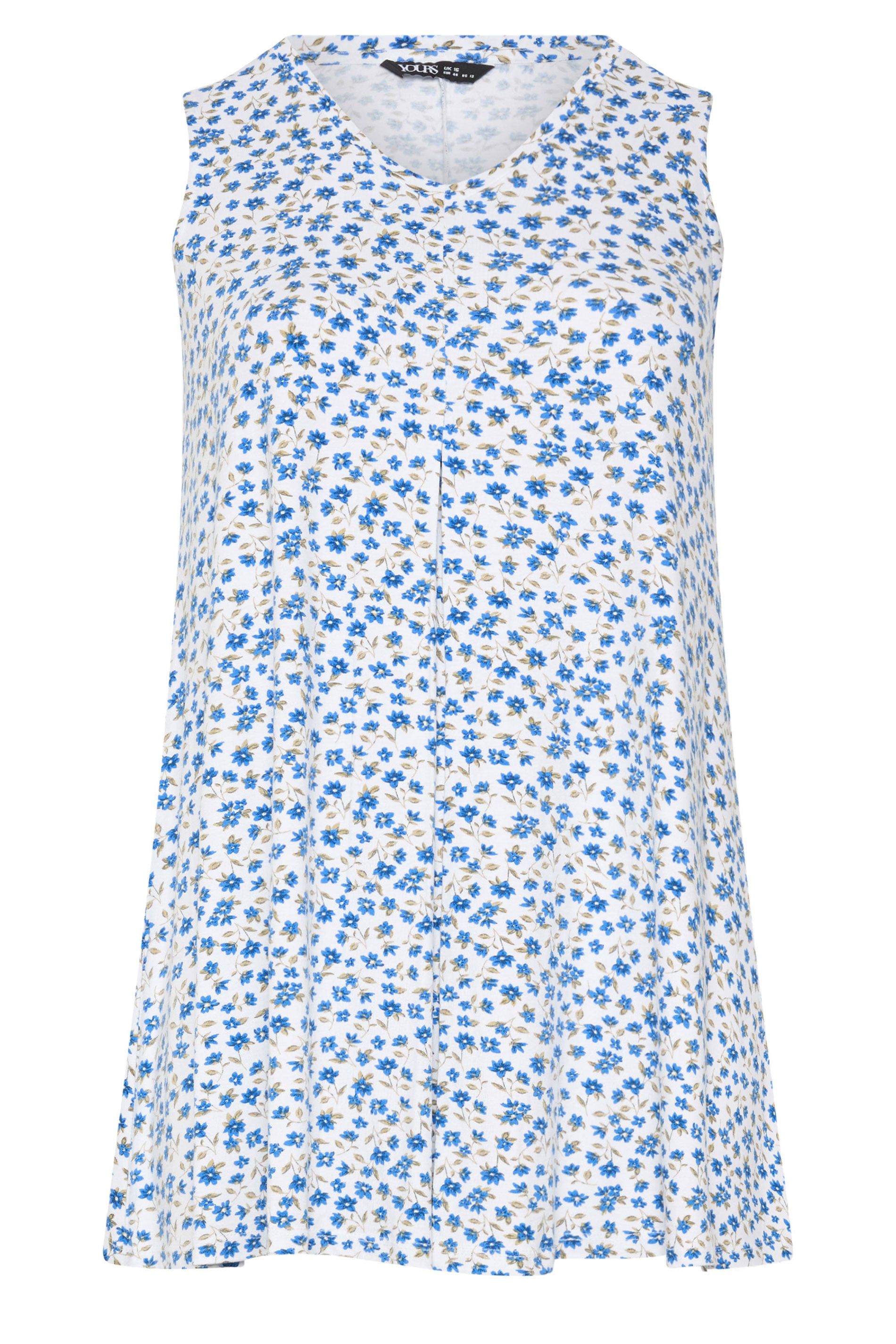 Yours Ditsy Floral Pleat Front Vest