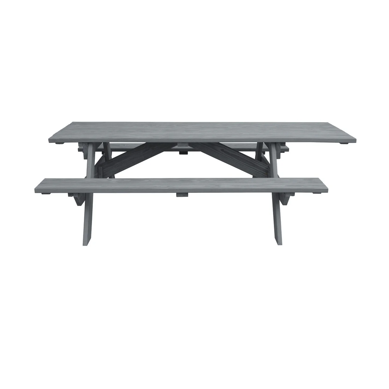 HomeRoots 94 Gray Solid Wood Outdoor Picnic Table