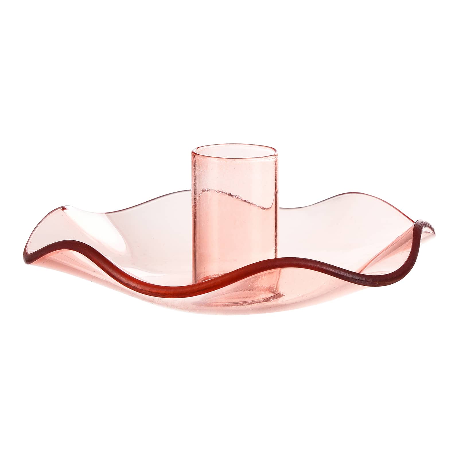 Stabkerzenhalter Glaswelle Rosa, ⌀ 12 cm, H 45 mm