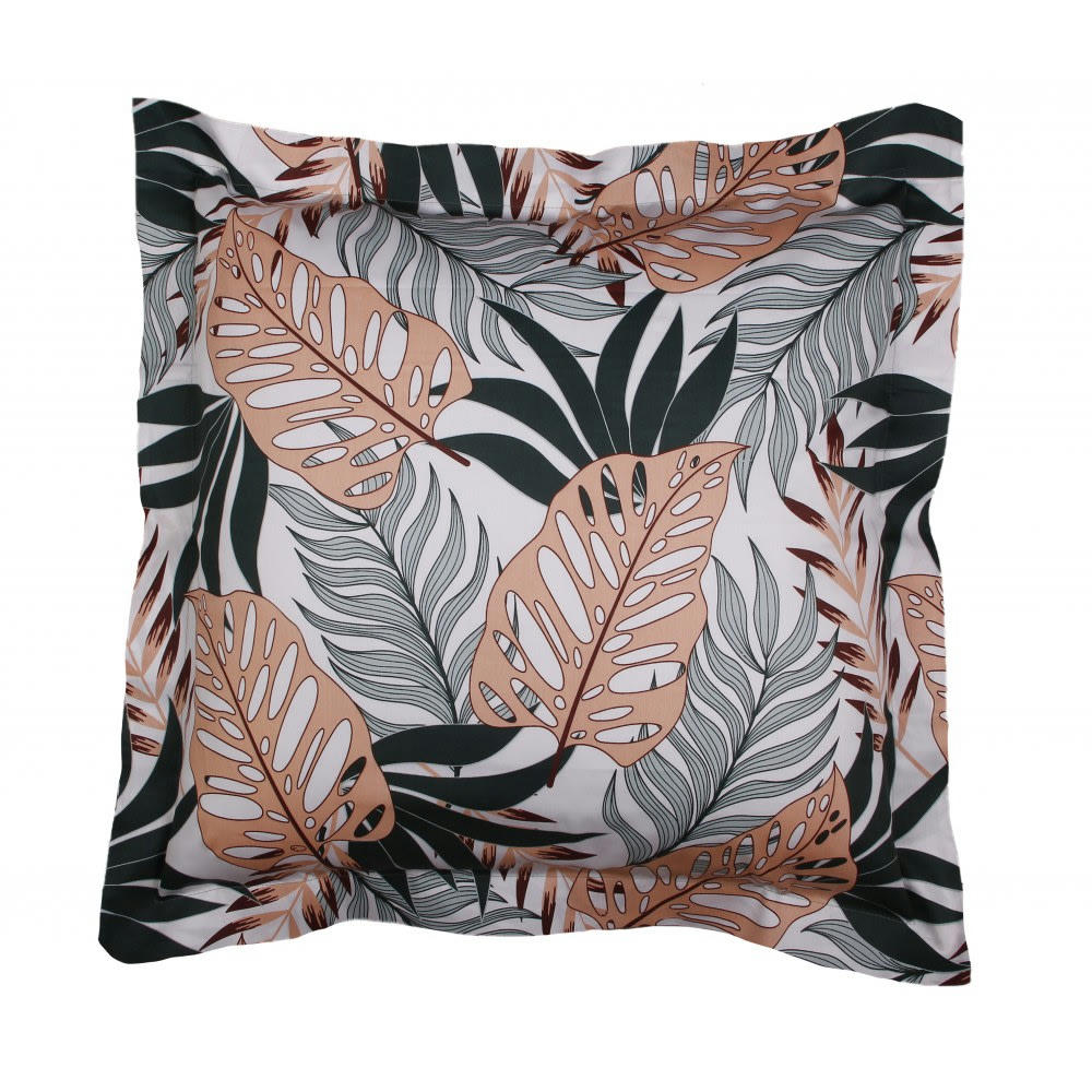 TROPICAL SATIN - Taie d'oreiller satin de coton 63x63 cm imprime Tropical