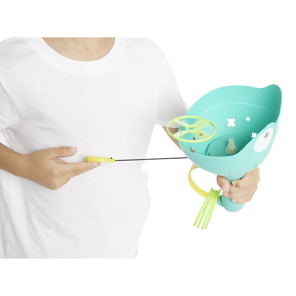 Lanceur disque volant forme grenouille bleu et jaune 11 pièces