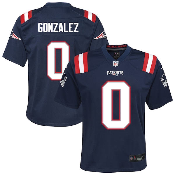 Christian Gonzalez New England Patriots Nike Youth Game Jersey - Navy/Red