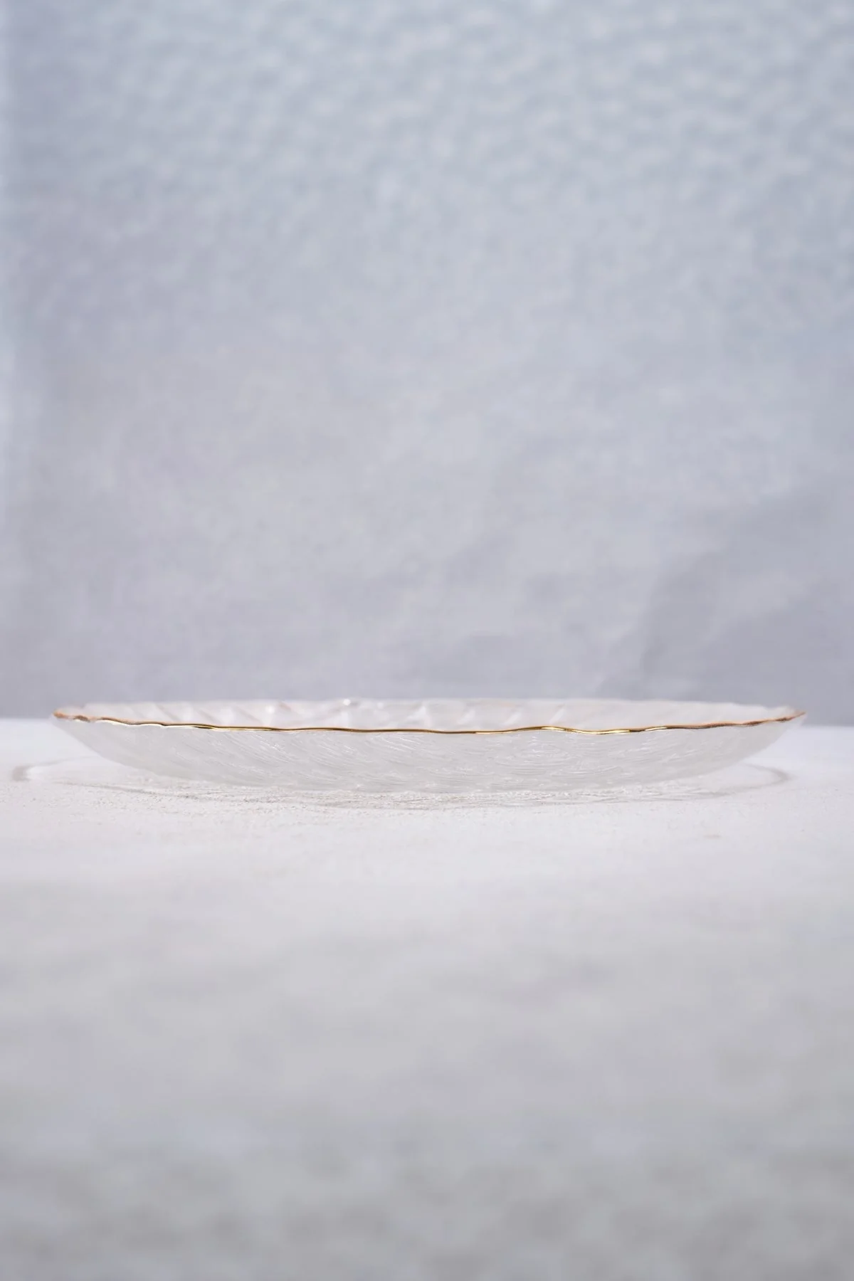 Large Clear Glass Charger Plate with Gold Trim