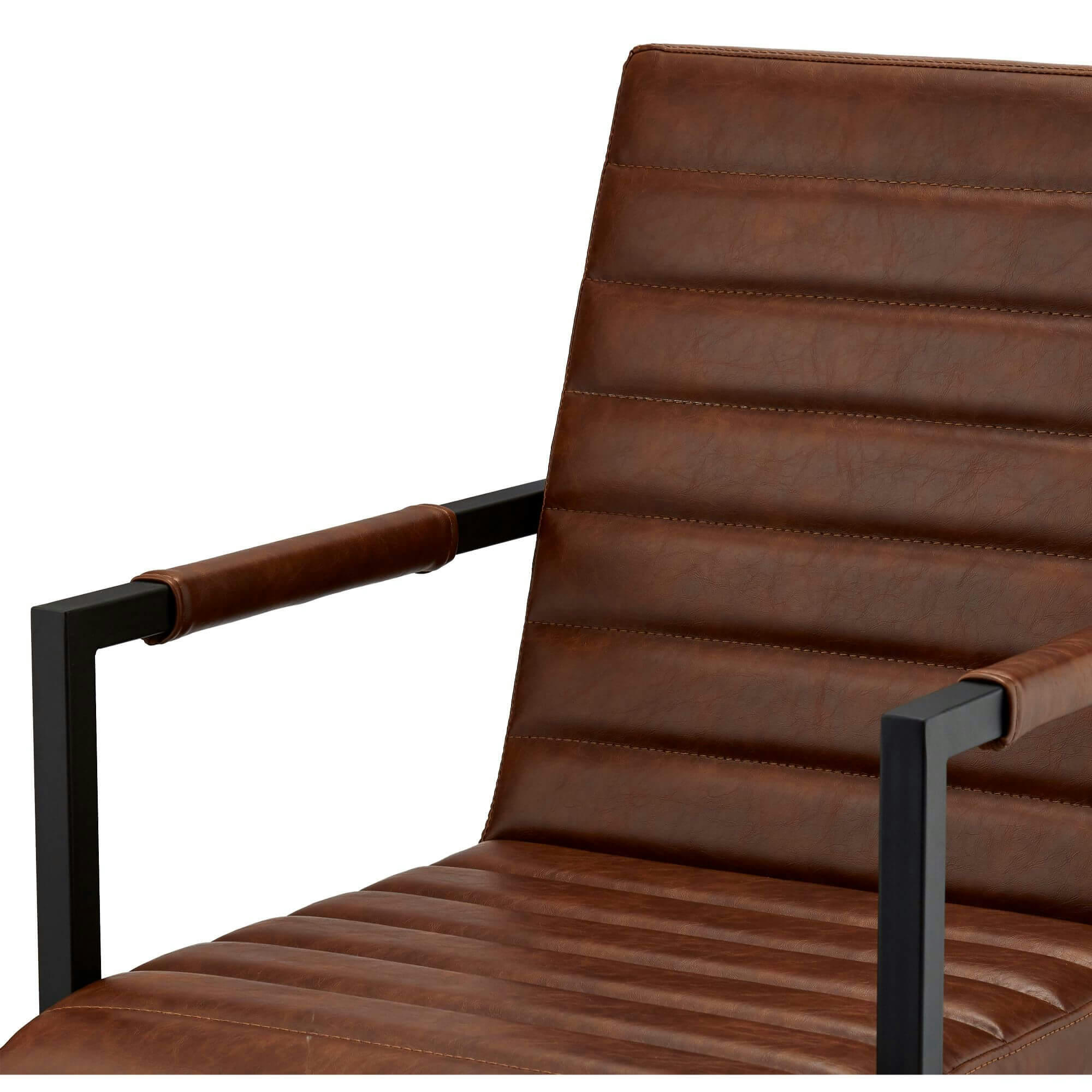 FANNY - Lot de 2 chaises avec accoudoirs en simili marron clair