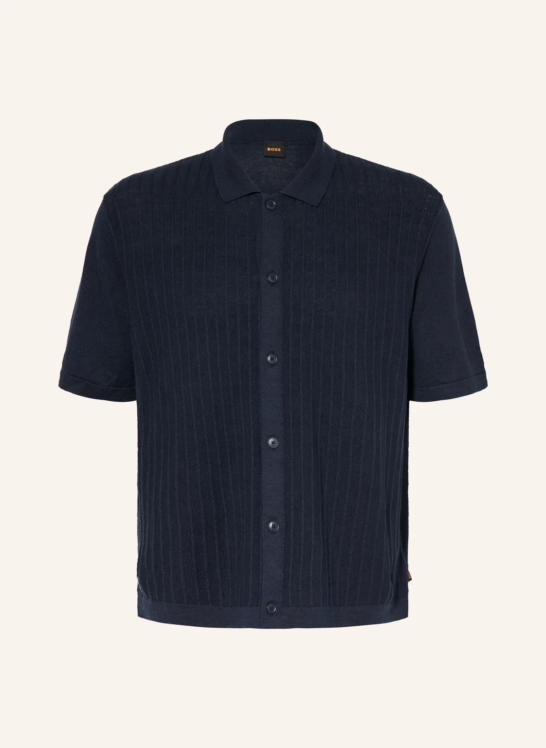 BOSS Strickhemd AMICINO Comfort Fit mit Leinen