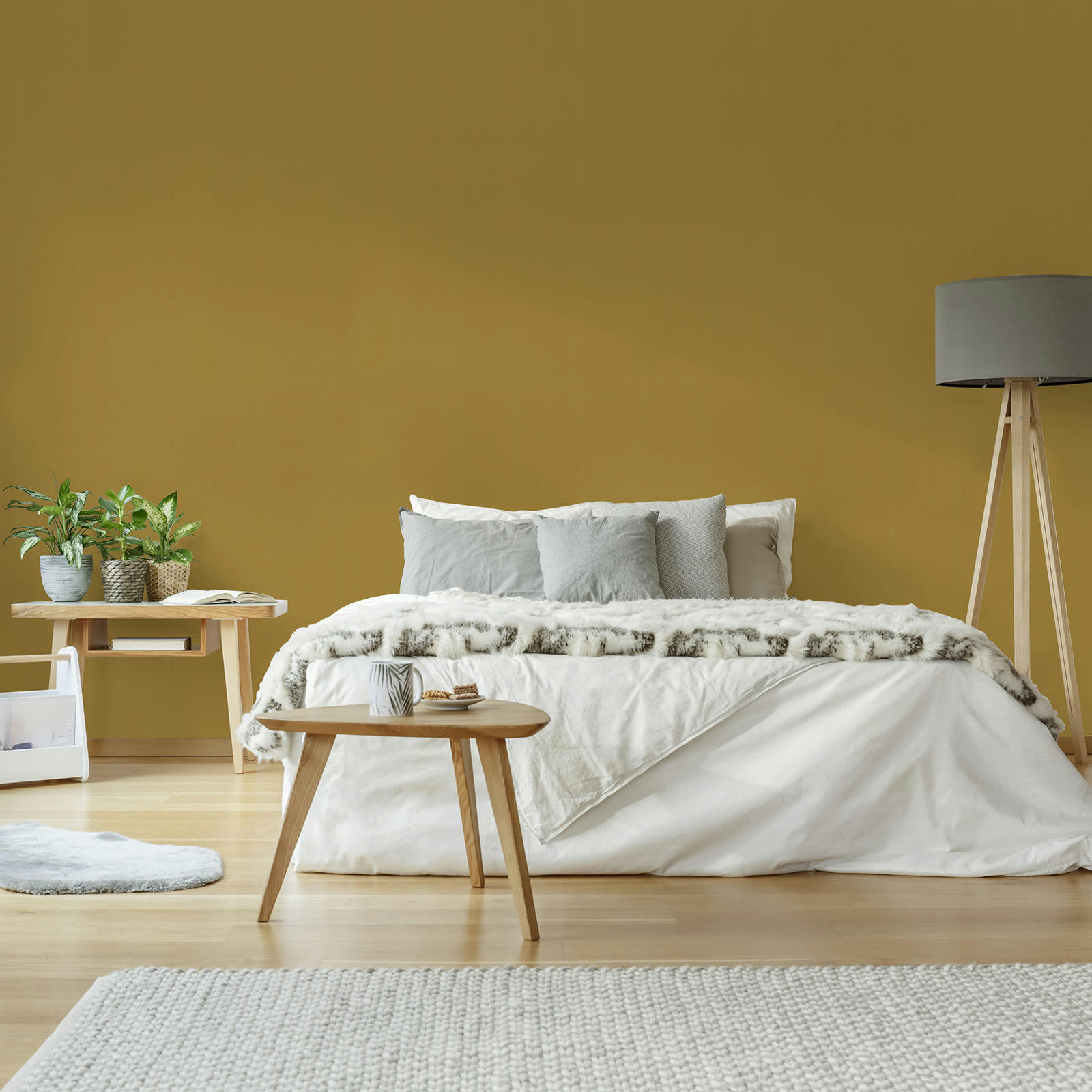 - Papier peint intissé velvet uni ocre 1005x52cm