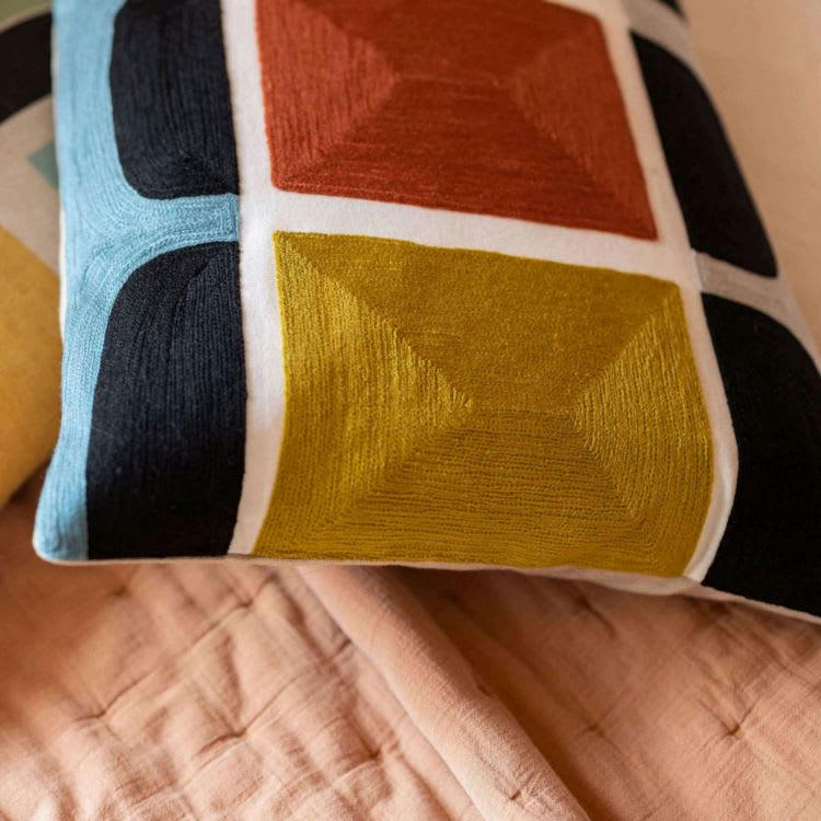 ELLA - Coussin brodé  en coton multico 40 x 65