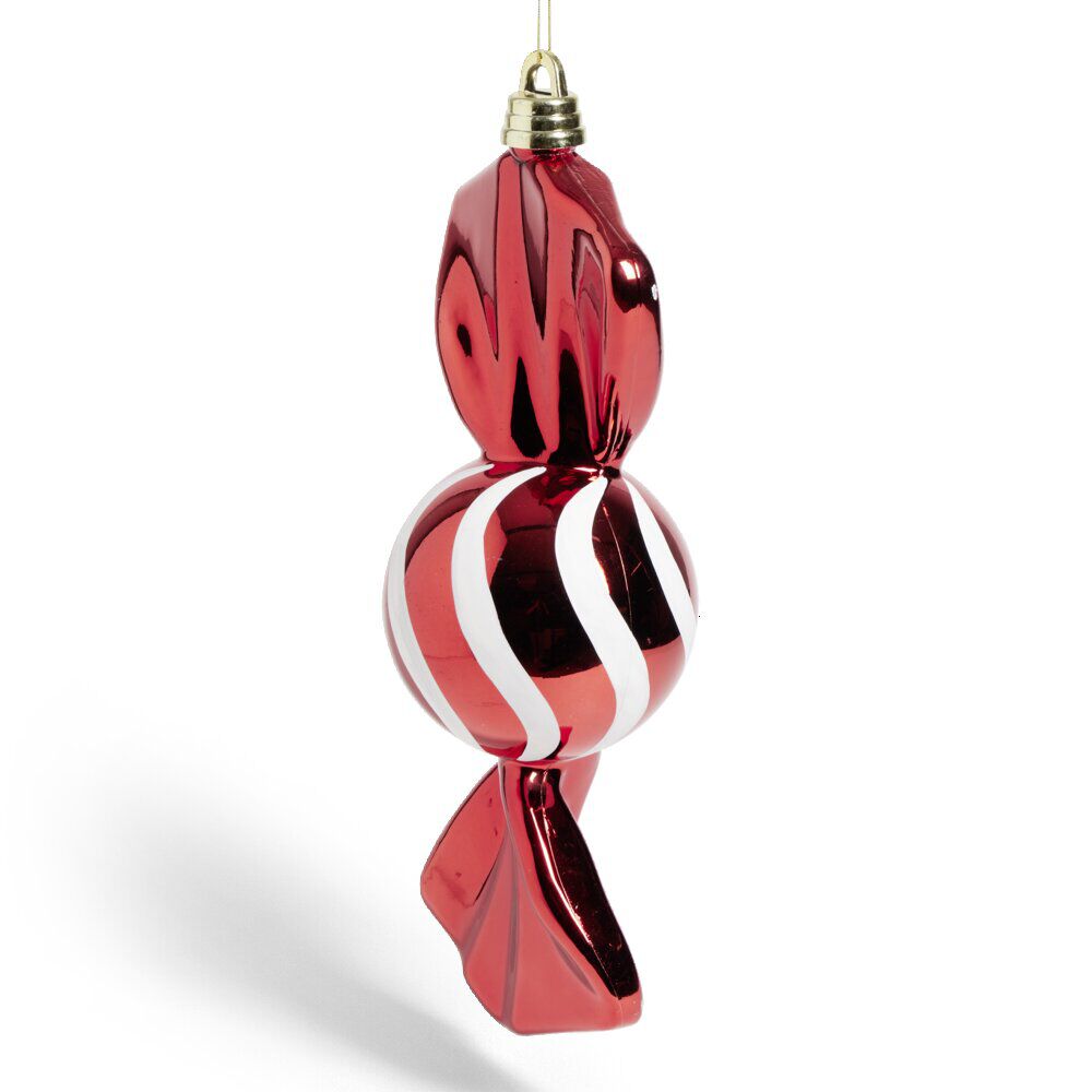 Décoration de No&euml;l bonbon forme XL à suspendre H60cm - 2 coloris