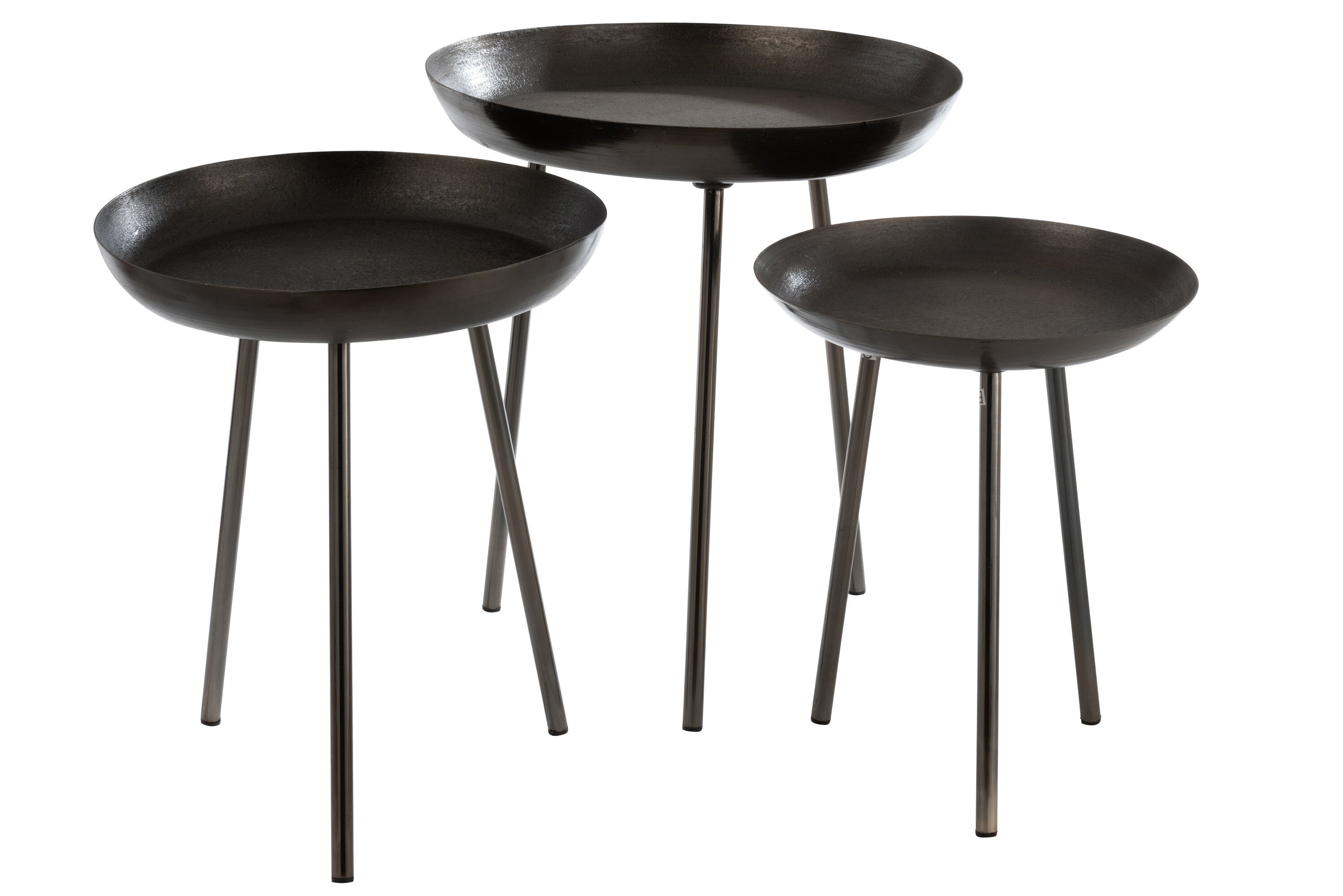 J-Line bijzettafel Plateau Rond - metaal - donkergrijs - set van 3