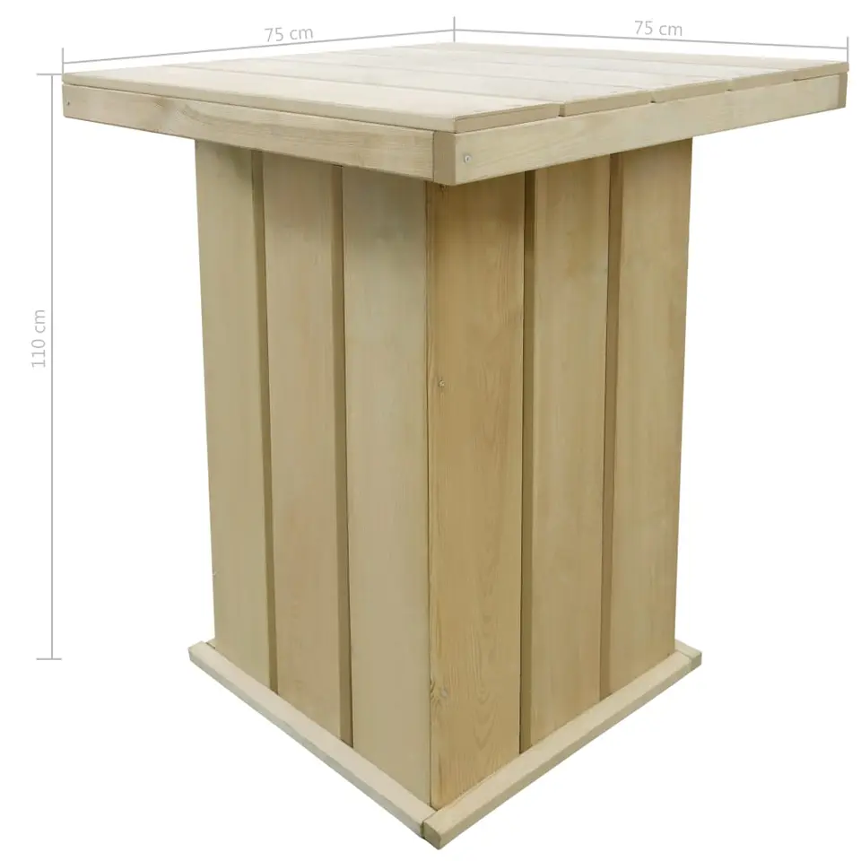 vidaXL - Buiten Eettafel - Bruin - Grenenhout - 75 x 75 x 110 cm