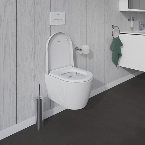 Pack WC suspendu sans bride compact DURAVIT Me by Starck   bâti support GROHE Rapid SL Projet   abattant   plaque chromé