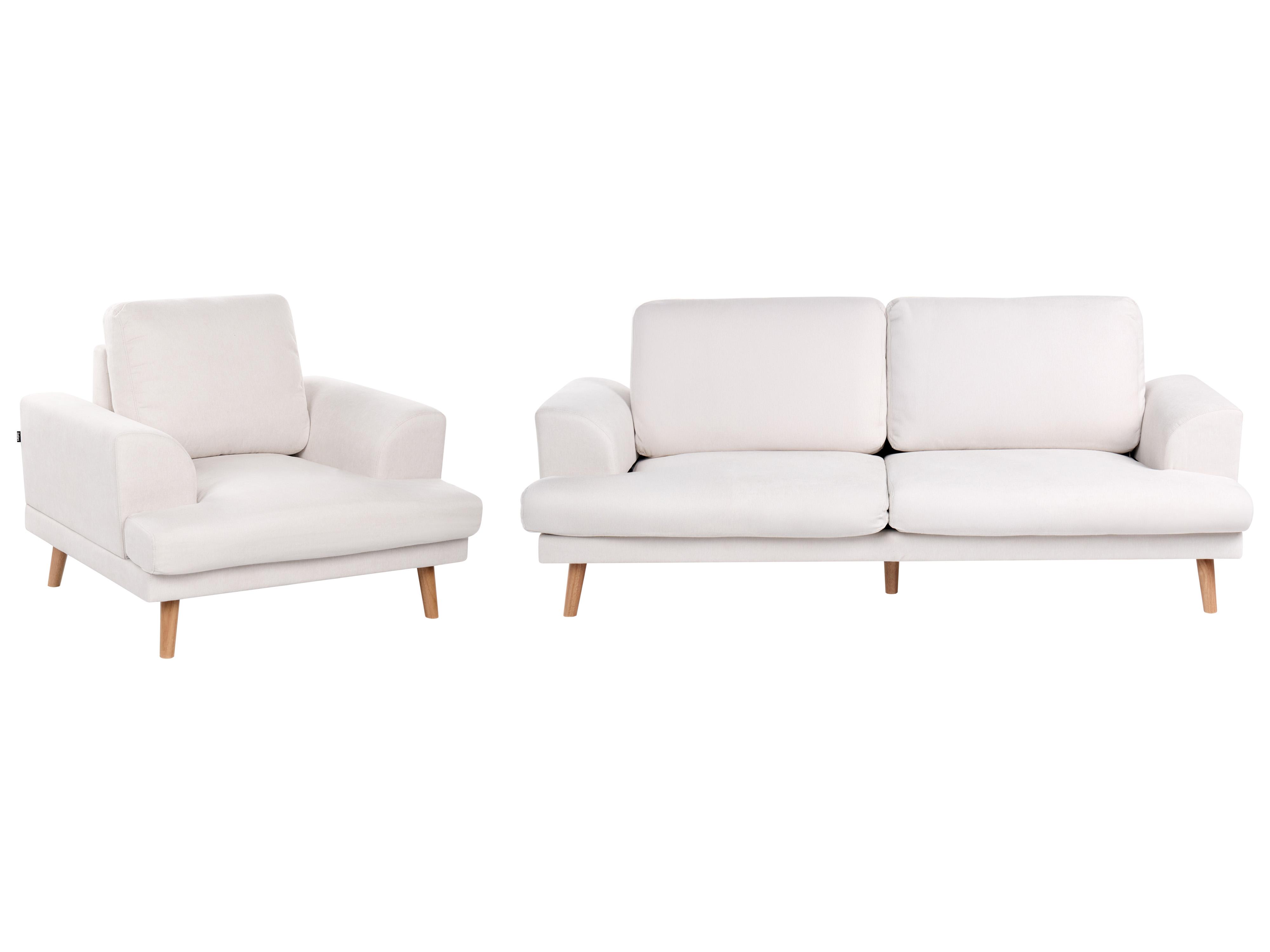 Living Room Set 4 Seater KILDAL Fabric Light Beige
