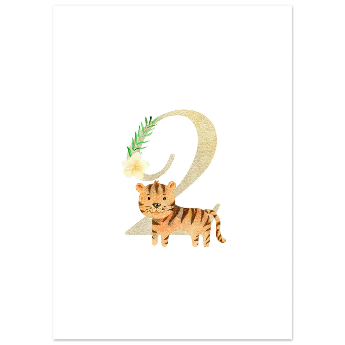 Artfulprints Poster Cijfer 2 kinderkamer  - 50x70 cm - Meerkleurig