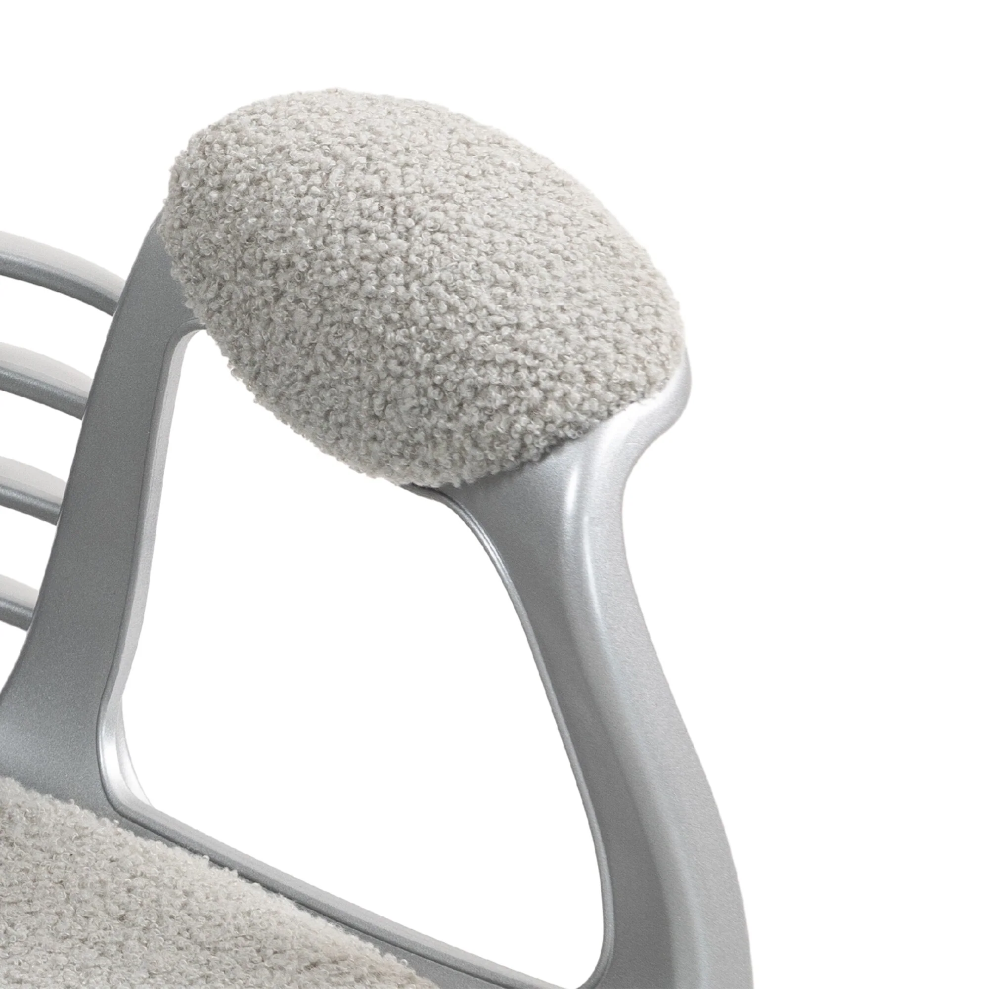 Teddy Fleece Home Office Chair, Upholstered Vanity Chair with Armrests, Swivel Rolling Chair with Adjustable Height - N/A