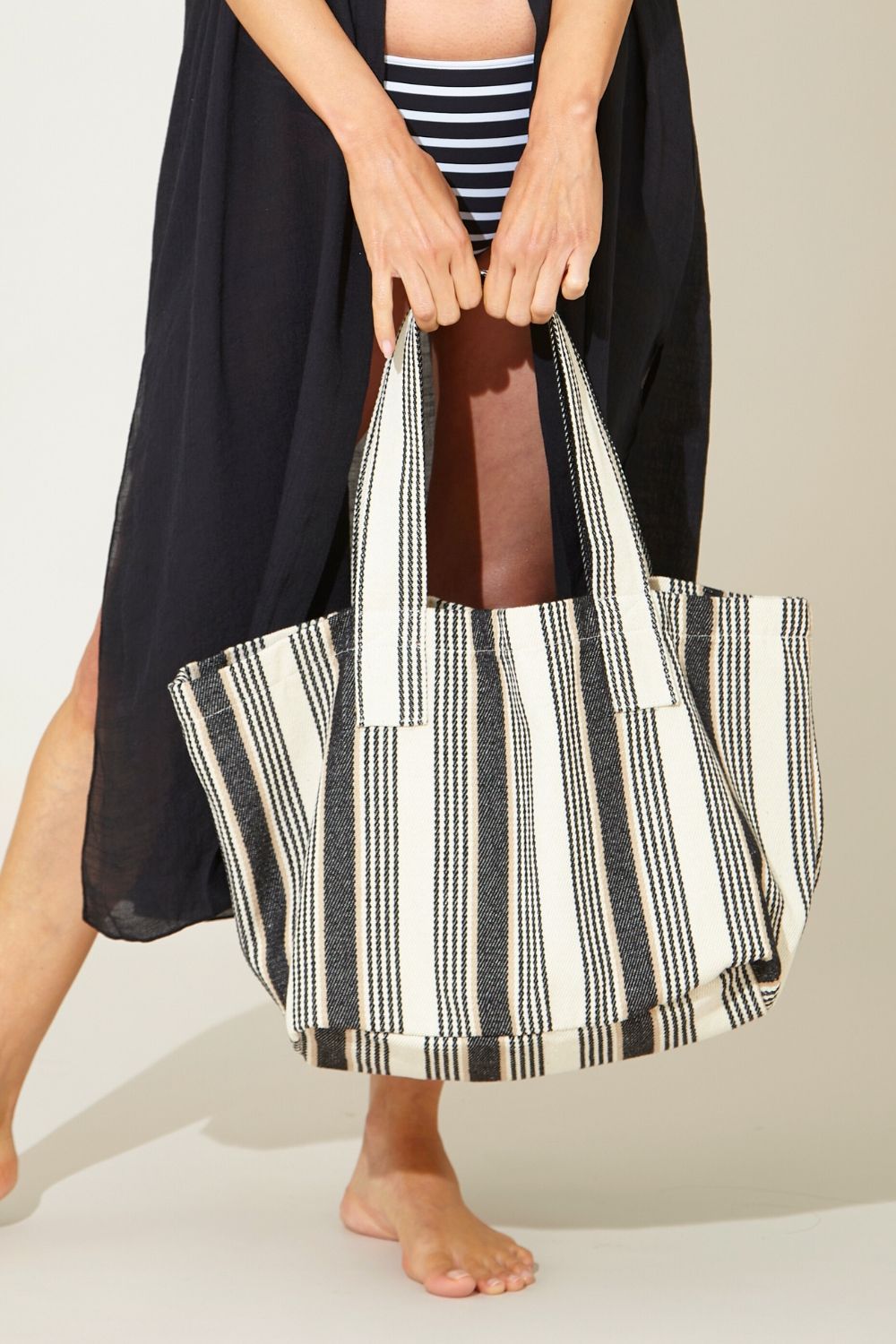 Beachcomber Striped Canvas Beach Bag