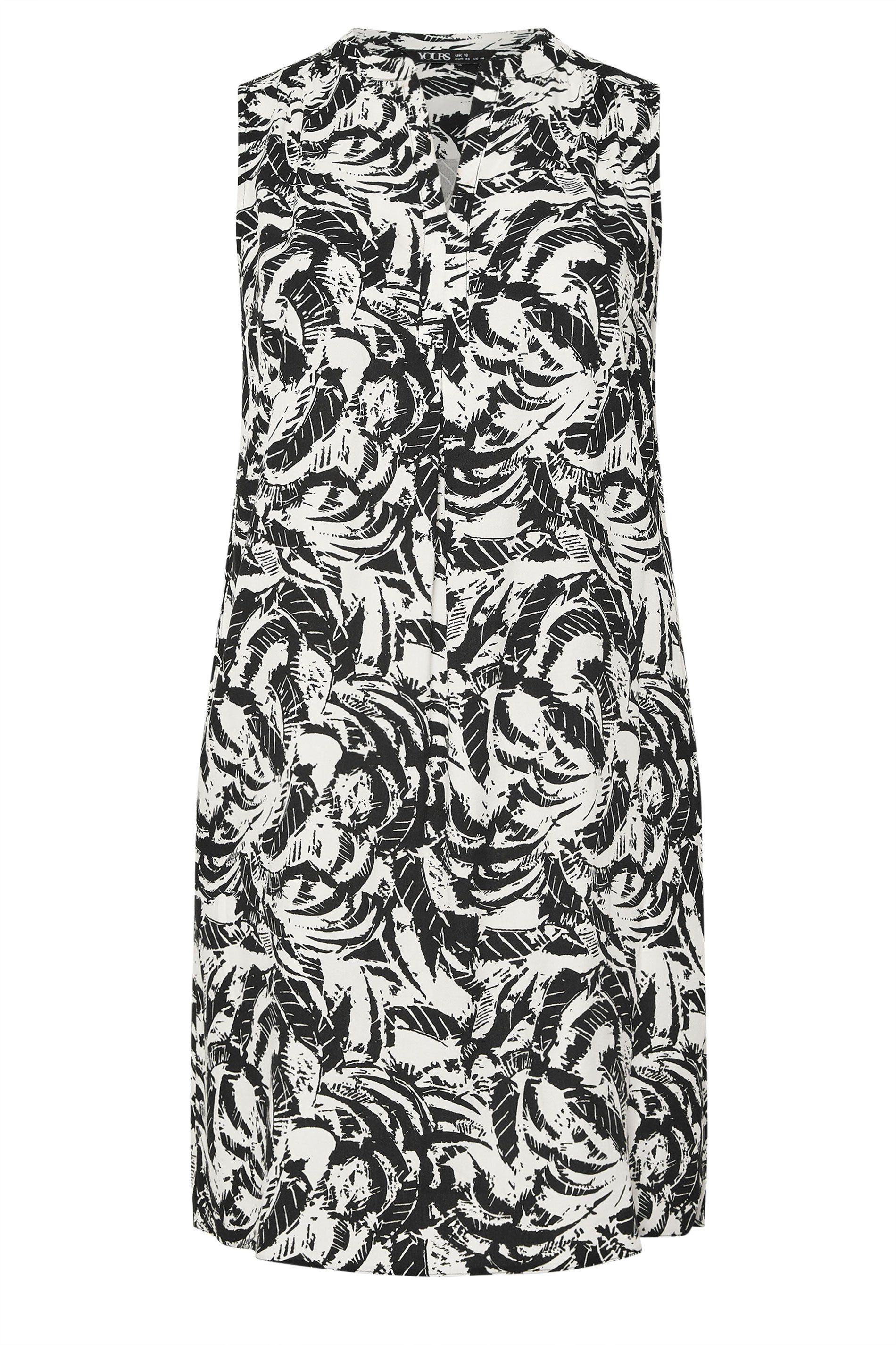 Yours Leaf Print Notch Neck Mini Dress