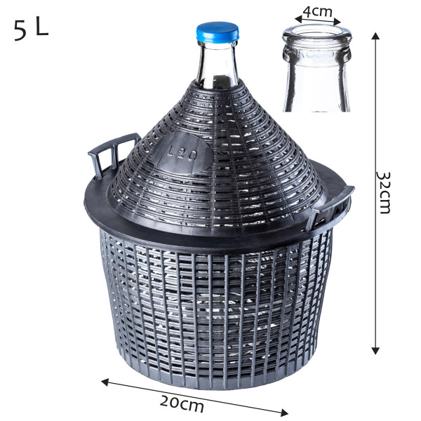KADAX Balon na wino z wąskim otworem 5L