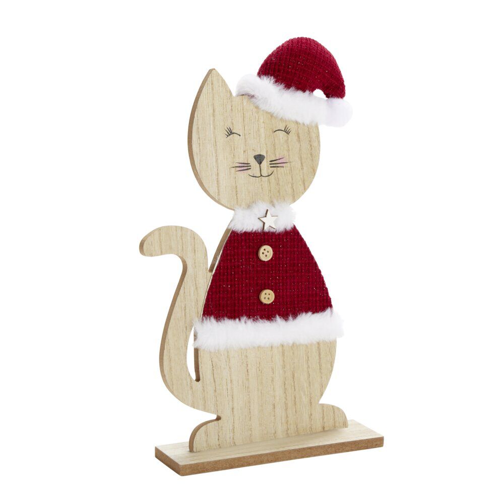 Décoration de No&euml;l à poser animal bois 20x5xH33cm (2 modèles)