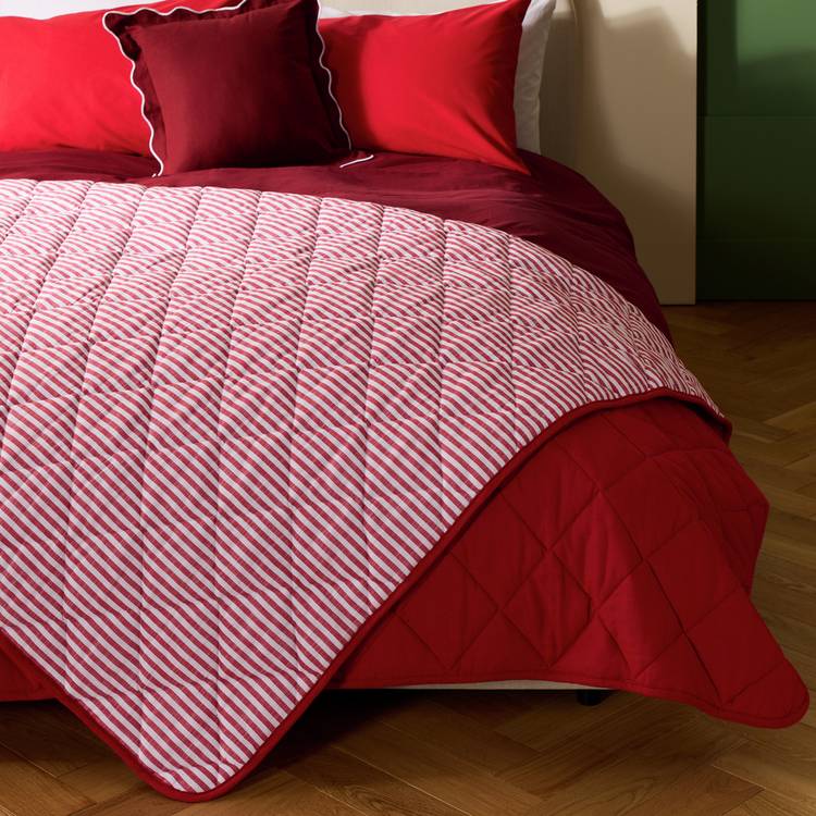Habitat Striped Yarn Dye Bedspread - Red - 220x200cm