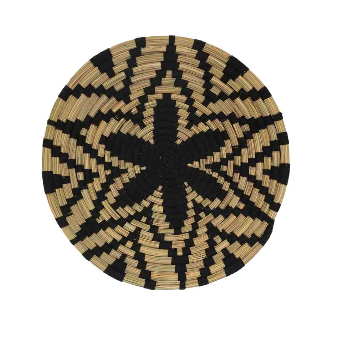 NOA MAY Schaal Bahia - naturel/zwart - palm - Ø 40 cm x H 5 cm - Marrakesh charme