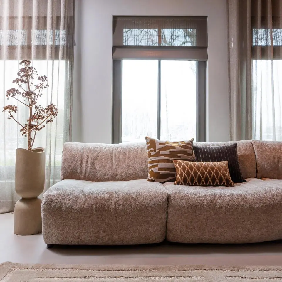 WOOOD vaas/plantenpot Mosi - Fiber Clay - Beige - 75x25 cm