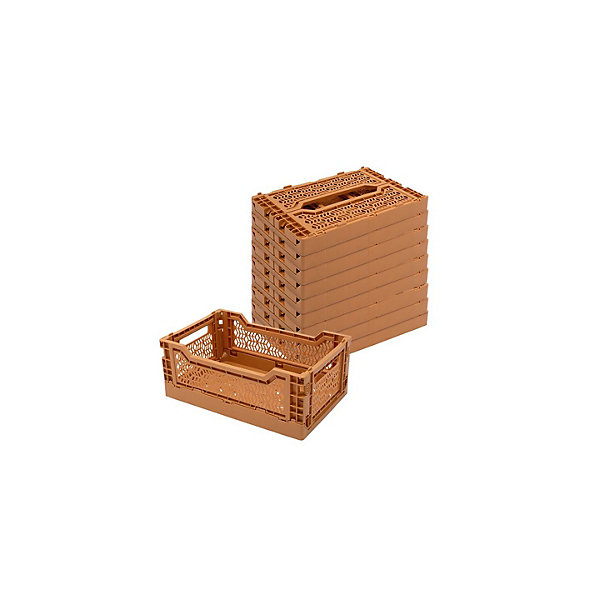 Lot 10 caisses de rangement pliables terracotta 40 x 30 x 15 cm