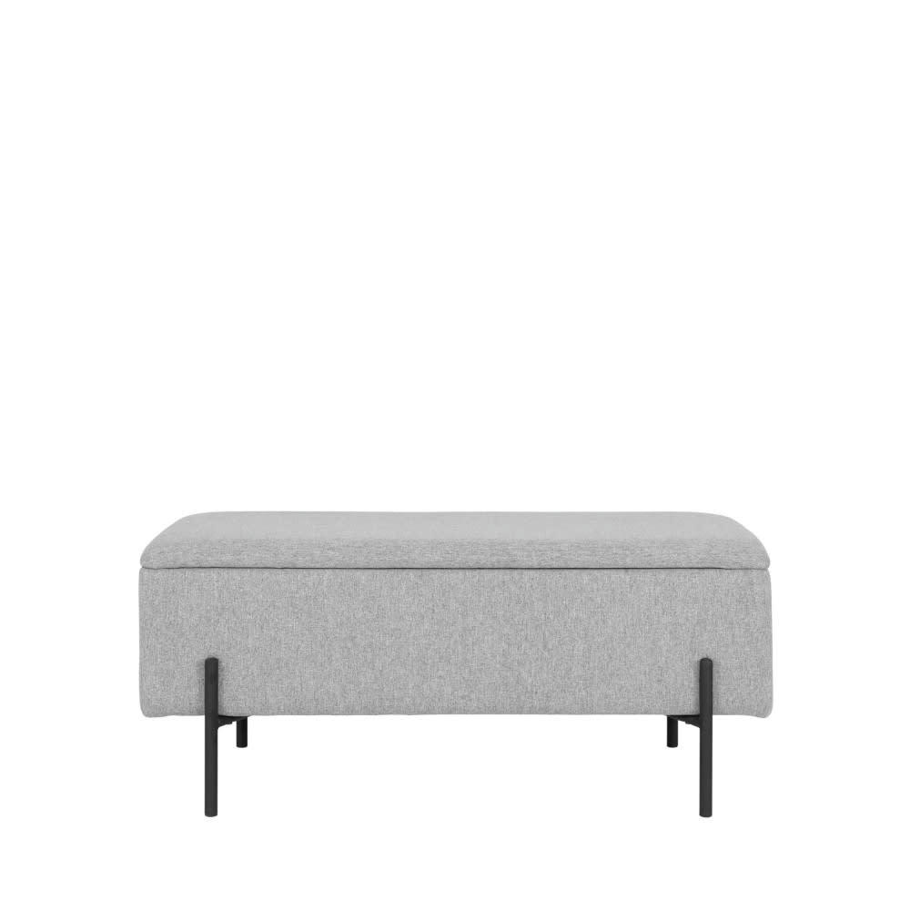 WATFORD - Banc avec coffre de rangement en tissu et métal gris clair
