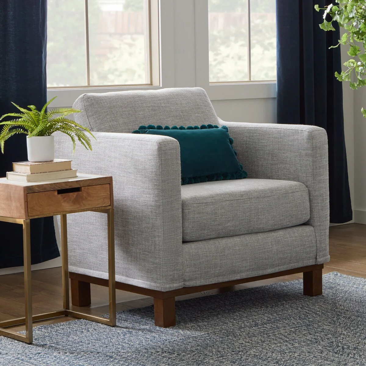 Brookside Kay Upholstered Wood Base Accent Chair