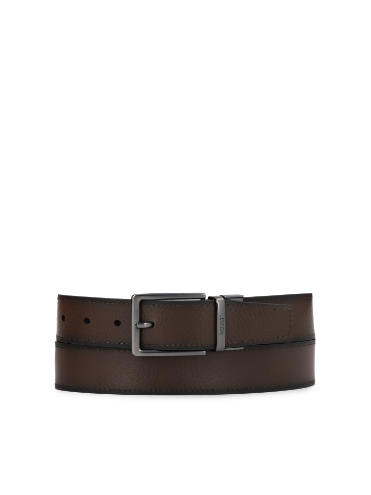 Double-sided men's natural leather belt