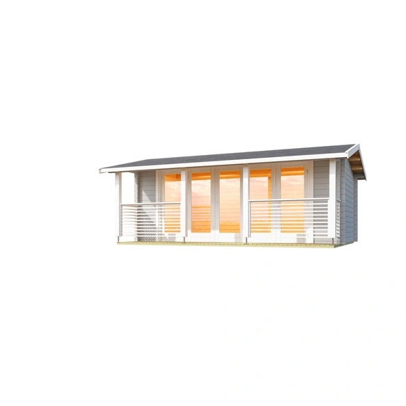 Blockbohlenhaus »Lyndhurst«, BxHxT: 610 x 244,8 x 460 cm (Außenmaß inkl. Dachüberstand), grau