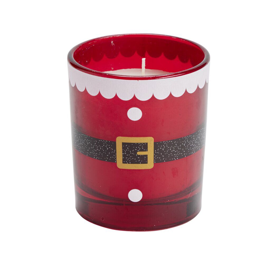 Bougie de No&euml;l en verre motif traditionnel senteur pain d'épices 35H (2 modèles)